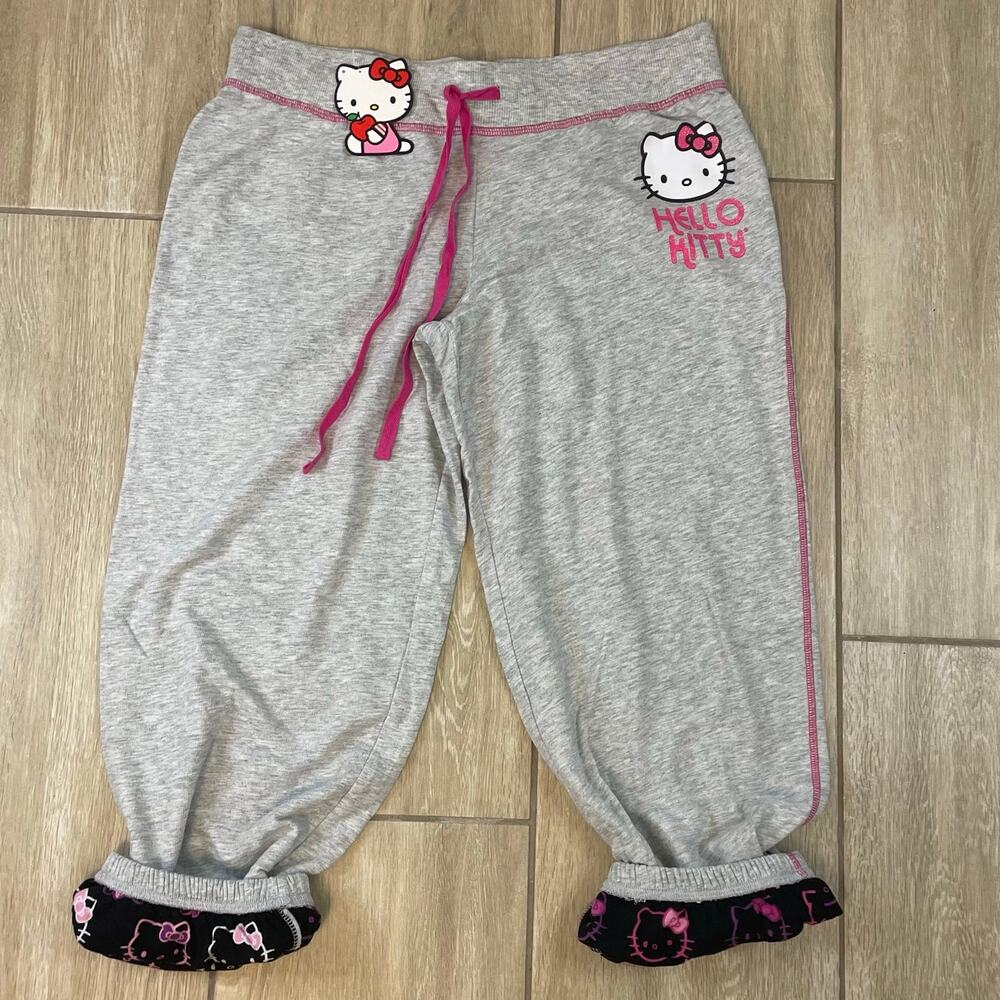 Hello Kitty Sanrio Lounge Jogger Pants Womens L Gray Pajama Sleepwear NWT - Picture 4 of 12